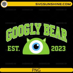 Googly Bear EST 2023 PNG cute one-eyed monster digital design for t-shirts and crafts