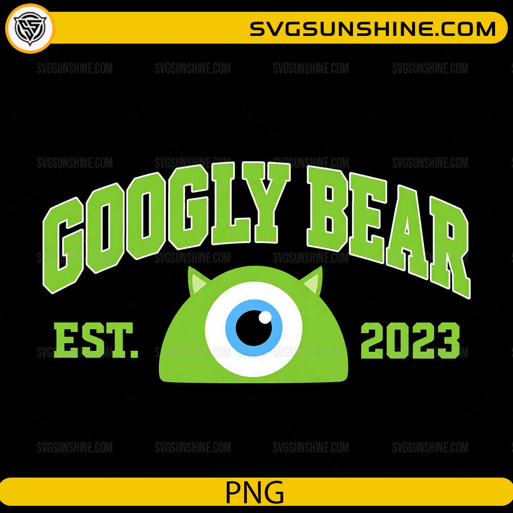 Googly Bear EST 2023 PNG cute one-eyed monster digital design for t-shirts and crafts