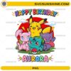 Happy Birthday Aurora Pokemon PNG personalized birthday design with Pikachu Bulbasaur Gengar and Mew