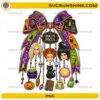 Hocus Pocus Halloween PNG featuring a magical Halloween bow with witch-inspired charms, black cats, pumpkins, potions, and spooky decorations