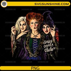 Hocus Pocus PNG featuring retro witch sisters in a colorful Halloween design