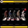 Horror Movie Villains Abbey Road PNG featuring horror-inspired characters walking across a crosswalk in a Halloween design