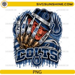 Indianapolis Colts Freddy Krueger PNG featuring Put Me In The Game quote and horror football artwork