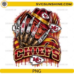 Kansas City Chiefs Freddy Krueger PNG featuring Put Me In The Game quote and horror football artwork