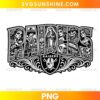 Las Vegas Raiders Sugar Skull PNG with Chicano style artwork, roses, skulls, and football fan design