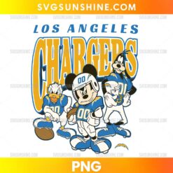 Los Angeles Chargers Disney PNG featuring football-themed cartoon characters in team-inspired uniforms