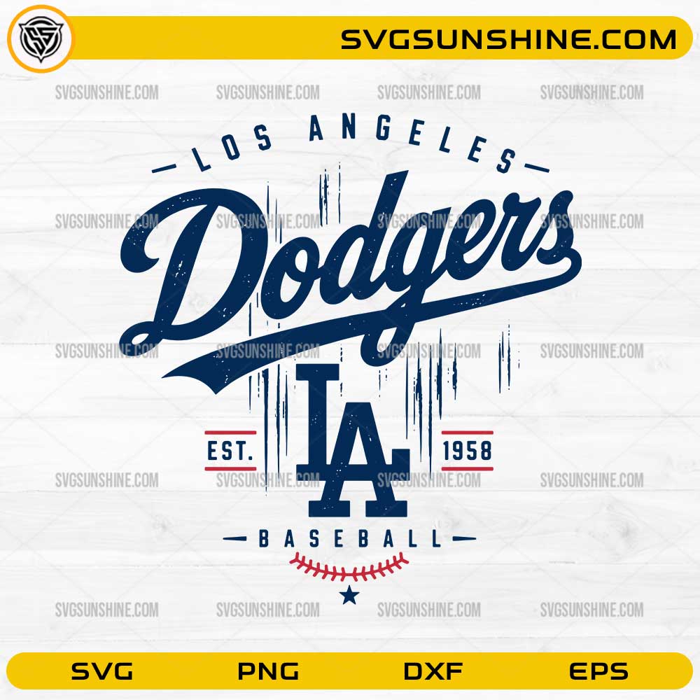 Los Angeles Dodgers Baseball SVG vintage sports design with LA baseball lettering and distressed style