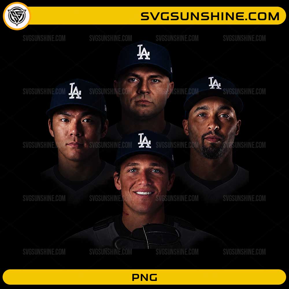 Los Angeles Dodgers Players PNG baseball team collage digital download with transparent background