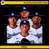 Los Angeles Dodgers Star Players PNG featuring a baseball team player collage in blue and white uniforms