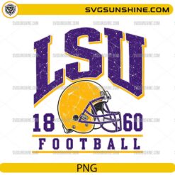 LSU Football 1860 PNG vintage football helmet design with distressed collegiate lettering