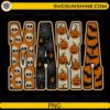 Mama Halloween PNG featuring retro block letters decorated with skulls, spider webs, pumpkins, spiders, and bats for Halloween sublimation projects.
