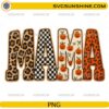 Mama Halloween PNG with leopard print, checkered pattern, and pumpkin accents for fall and Halloween crafts