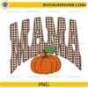 Mama Pumpkin PNG with buffalo plaid lettering and orange pumpkin fall design