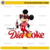 Mickey I Need A Diet Coke PNG featuring a stylish cartoon mouse holding a soda bottle and wearing heart-shaped sunglasses