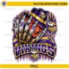 Minnesota Vikings Freddy Krueger PNG featuring Put Me In The Game football horror design with claw glove and purple gold team colors