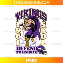 Minnesota Vikings Marvel Thor PNG featuring a hammer-wielding thunder warrior in purple and gold football-inspired colors.