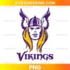Minnesota Vikings Thor Helmet PNG featuring a Viking warrior with a winged helmet and purple gold football-inspired colors.