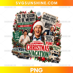 National Lampoon's Christmas Vacation PNG retro Christmas movie design with festive holiday decorations and vintage holiday elements