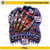 New York Giants Freddy Krueger PNG featuring Put Me In The Game football horror design with claw glove and blue red team colors