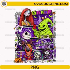 Nightmare Before Christmas Characters PNG featuring Sally, Jack, Oogie Boogie and Halloween Town inspired artwork