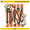 Nurse Ghost Halloween PNG featuring cute nurse ghosts, Halloween bats, and festive orange distressed background