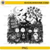 Peanuts Halloween Pumpkin PNG featuring Snoopy and friends trick or treating with pumpkins and autumn decorations