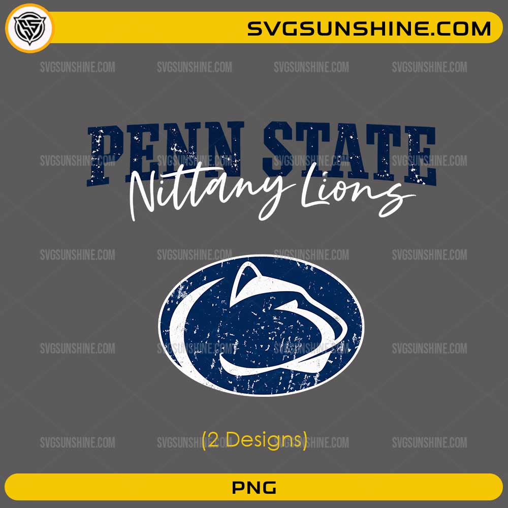 Penn State Nittany Lions PNG Bundle featuring vintage distressed college football typography and lion emblem designs