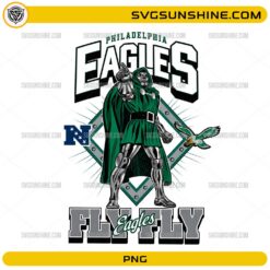 Philadelphia Eagles Fly Fly PNG superhero football design with armored character and eagle mascot