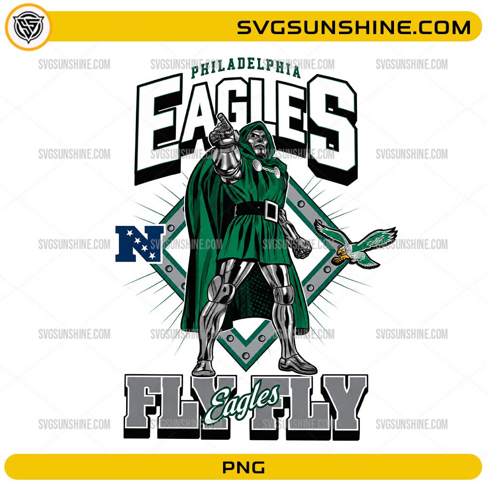 Philadelphia Eagles Fly Fly PNG superhero football design with armored character and eagle mascot