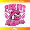 Pink Out Bulldogs PNG featuring a fierce pink bulldog mascot and Breast Cancer Awareness sports design