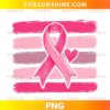 Pink Ribbon Breast Cancer Awareness PNG with pink brush stroke background and heart accent