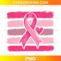 Pink Ribbon Breast Cancer Awareness PNG with pink brush stroke background and heart accent