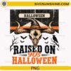 Raised On 90s Halloween PNG vintage skull with witch hat and bats Halloween digital design