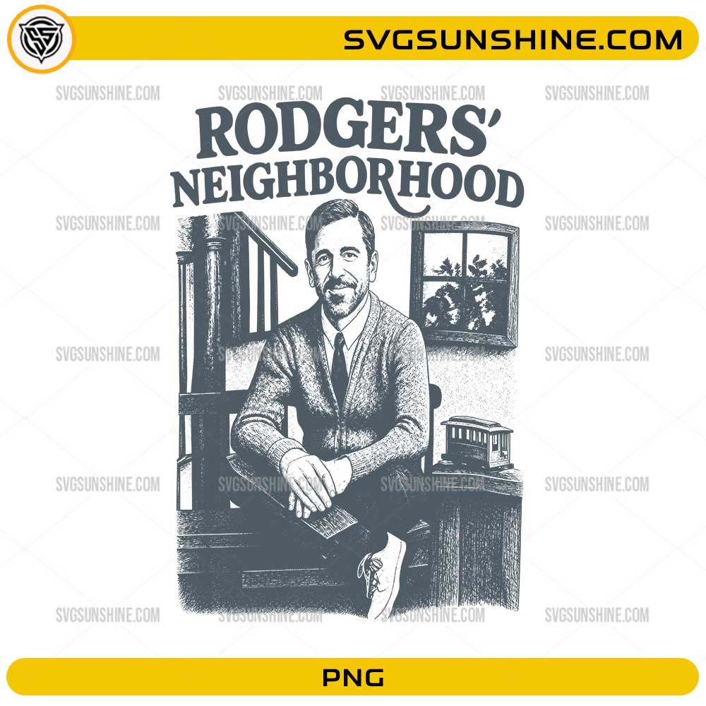 Rodgers Neighborhood PNG vintage engraved illustration digital design with retro typography