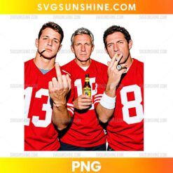 San Francisco 49ers Legends PNG featuring vintage football fan artwork in red jerseys