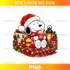Snoopy Christmas Coffee PNG with Santa hat, Woodstock, hot cocoa, lantern, gifts, and cozy holiday decorations