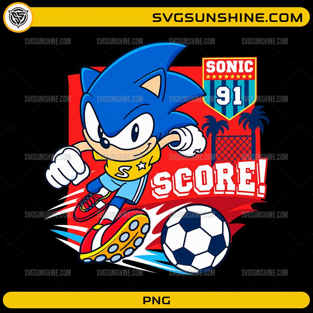 Sonic Soccer Score PNG football cartoon design with soccer ball and score graphic for sublimation and Cricut