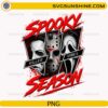 Spooky Season Killer Vibes PNG with horror-inspired masks and red Halloween typography