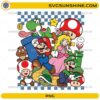 Super Mario Characters PNG featuring Mario Luigi Princess Peach Yoshi Toad and classic gaming elements