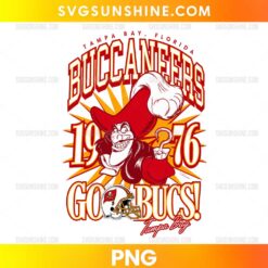 Tampa Bay Buccaneers Captain Hook 1976 PNG vintage football fan design with retro pirate character