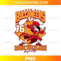 Tampa Bay Buccaneers Captain Hook Disney's Peter Pan PNG retro football fan design with pirate character