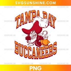 Tampa Bay Buccaneers Captain Hook PNG featuring pirate-themed football artwork and vintage sports typography