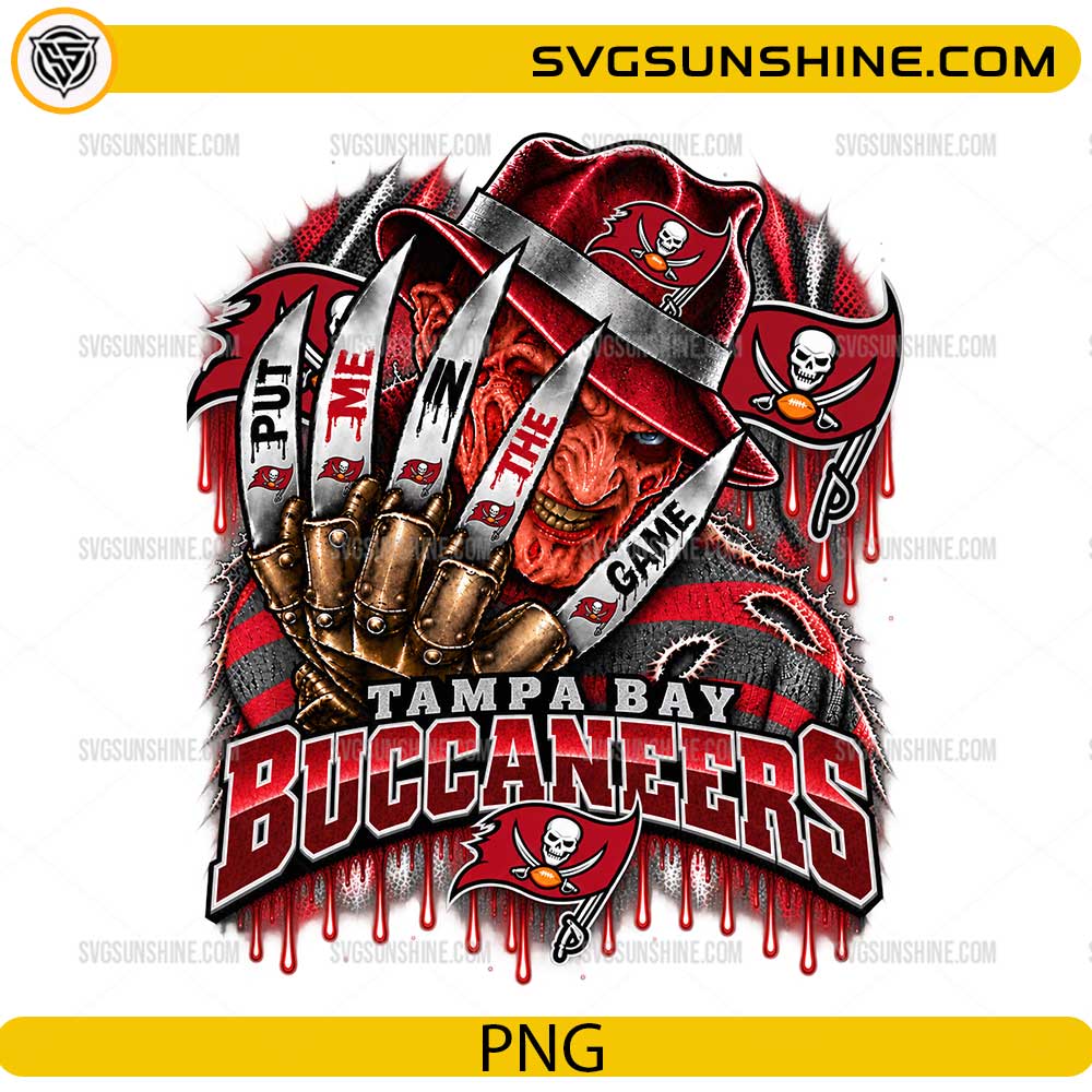 Tampa Bay Buccaneers Freddy Krueger PNG Put Me In The Game Halloween digital download design for football fans