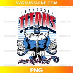 Tennessee Titans Thanos Music City Football PNG retro football fan design with comic-inspired titan character