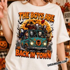 Halloween shirt featuring The Boys Are Back In Town horror movie-inspired character design