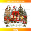 'Tis The Season Peanuts Christmas PNG featuring Snoopy, Woodstock, Charlie Brown, Lucy, Linus, Sally, Christmas tree and holiday decorations