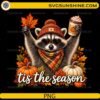 Tis The Season Raccoon Fall PNG with pumpkins autumn leaves pumpkin spice coffee and cozy fall accessories