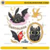 Toothless Dragon PNG cute Night Fury dragon with fantasy stars moon and dragon wings