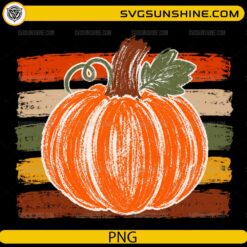 Vintage Pumpkin PNG featuring a rustic orange pumpkin with colorful autumn brushstroke accents