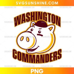 Washington Commanders Hamm Pig PNG retro football cartoon design with vintage team-inspired colors